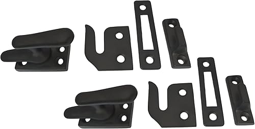 QCAA Cerradura de ventana abatible de latón macizo, pequeño, negro mate, paquete de 2