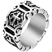 Flongo Men's Classic Stainless Steel Silver Black Celtic Knot Cross Band Ring, Size 12