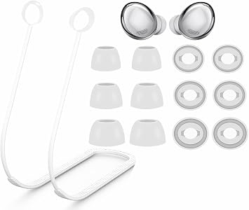 Strap Ear Tips Kit for Galaxy Buds Pro SM-R190, Anti-Lost Soft Silicone Lanyard Neck Rope Cord Leash Replacement Gel Eartips Skin Accessories Compatible with Samsung Galaxy Buds Pro - White