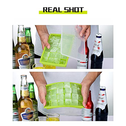 Staright Bandeja para cubos de gelo de silicone com tampa quadrada Cubos de gelo Forma de cozimento