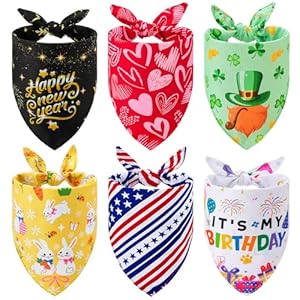 6 Packs Holiday Dog Bandanas, Valen...