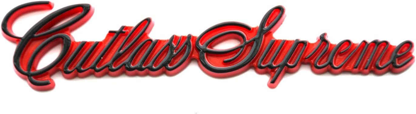 2pcs Cutlass Sail Panel Script Emblem Badge 3D Nameplate Letter Replacement for Supreme 1978-1988 Repro 20085597 (Redline)