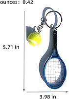Vista 3 de Mini raqueta de tenis de color con llavero de bola