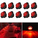 UWDESY 10 Pcs Red Waterproof Round Marine LED Lights - Utility Boat Interior, Navigation Deck Courtesy Lights for Yacht, Fishing Pontoon, Sailboat, Kayak