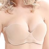 THE #1 Rated Backless Push Up Bra with Inflatable Cups for Perfect Cleavage (c, nude)