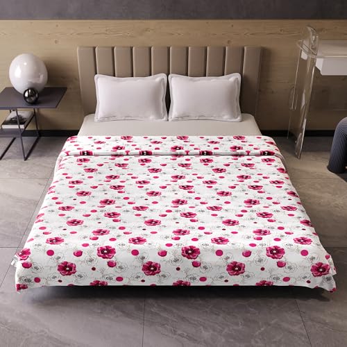 Image of Divine Casa Cotton Dohar Double Bed 220 x 205 cm, 120 GSM Lightweight Blanket, Soft Breathable Summer Quilt for AC and All Season Use