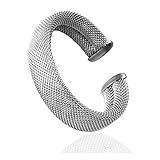 Sephla White Gold Plated Weave Mesh Adjustable Cuff Bangle Bracelet For Women