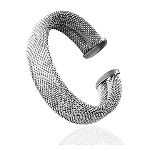 Sephla White Gold Plated Weave Mesh Adjustable Cuff Bangle Bracelet For Women
