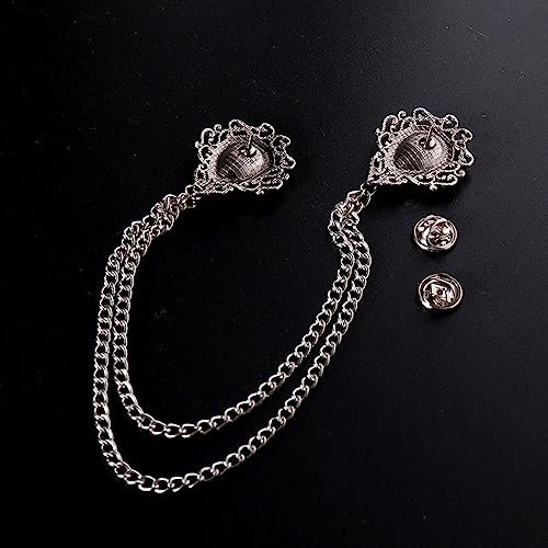 Image of ROFARSO Vintage Elegance: Dual Rhinestone Teardrop Collar Chain Brooch By ROFARSO Brooch Pins