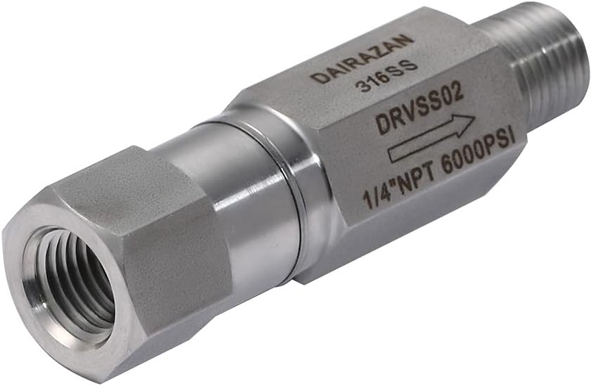 In-line Ball Check Valve - Stainless Steel 316 One Way (SS316, 1/4"NPT MxF)
