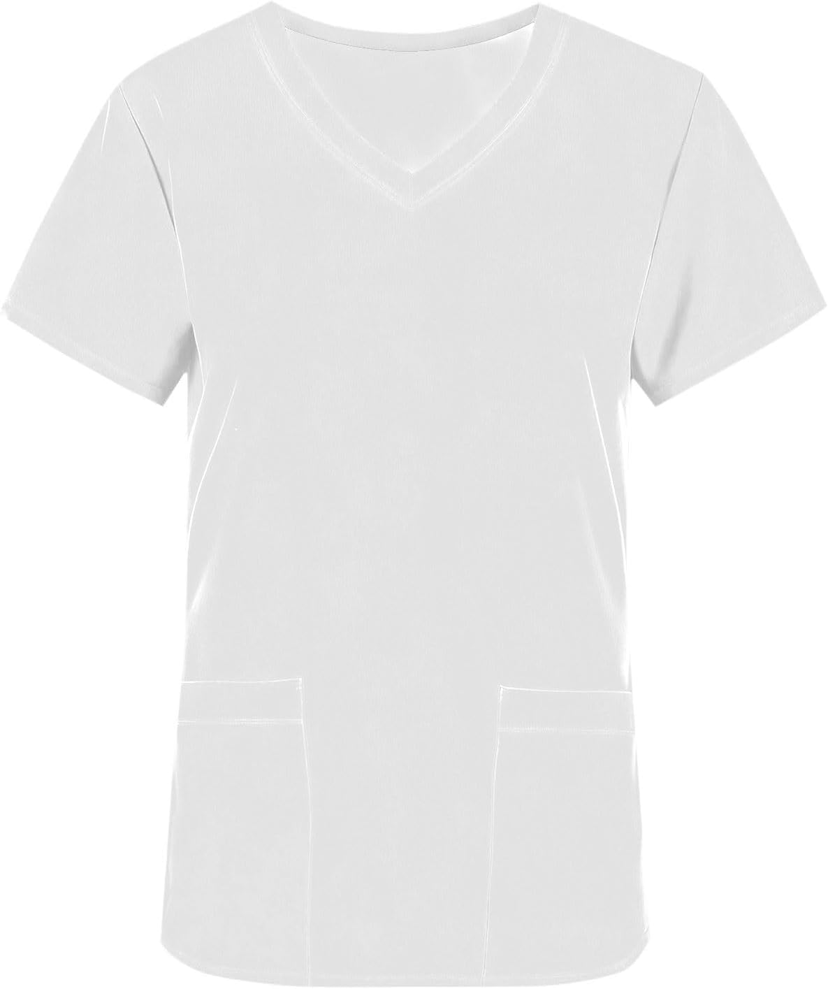 Plus Size Shirts for Women Dressy Casual V Neck Tops Stretchy Uniforms Breathable Solid T-Shirts with Pockets