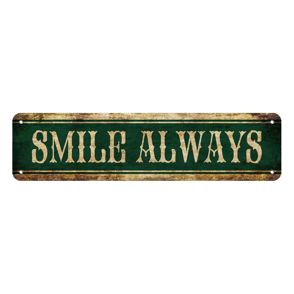 peiyeety Vintage Metal Tin Sign Smile Retro Street Sign, Rustic Wall Decor for Home, Inspirational, Man Cave, Garage, Kitchen, Office, Farmhouse, Patio, Garden, Porch, 4 * 16 inch