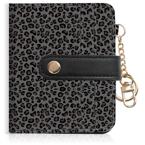 DATOUCAT Women Wallet RFID Blocking Bifold PU Leather Wallet Small Slim Compact Purse with Clear ID Window & Zipper Coin Pocket Credit Card Holder for Ladies 1 ID window 8 Card Slots Leopard print
