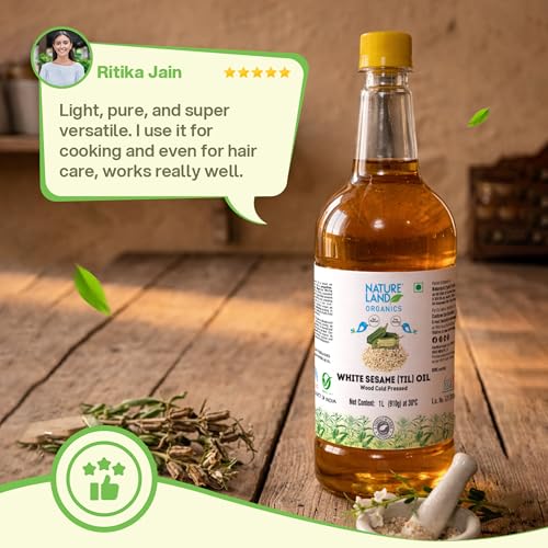 Image of Natureland Organics White Sesame /Til Oil 1ltr - Cold Pressed