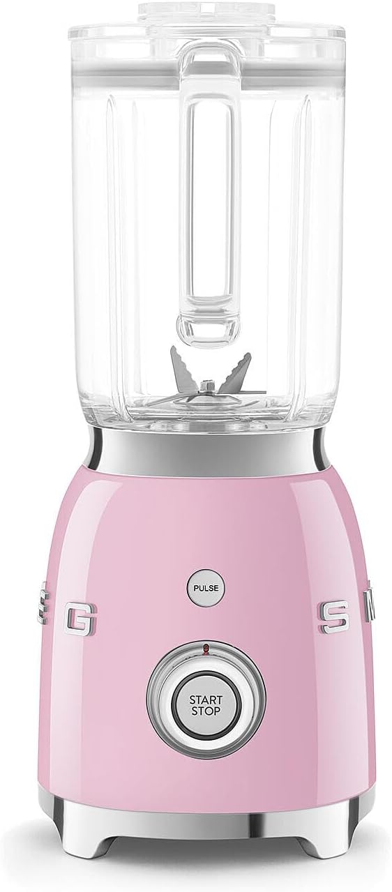 SMEG BLF03 Retro Style Blender – 600W Countertop Blender with 48 oz BPA-Free Jug, 3 Speeds + Pulse, Ice Crush & Smoothie Functions – 50s-Inspired Design-Pink
