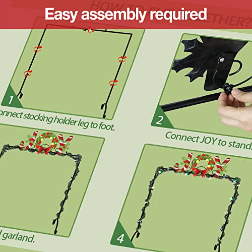 Oriental Cherry Christmas Stocking Holder, 32In Metal Stocking Holder Stand With 5 Non-Slip Hooks&String Lights -Free Standing Stocking Holder Racks For Decorations Indoor Floor Fireplace #TOP4