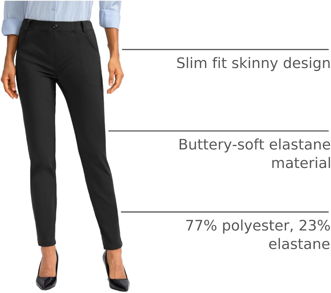 Rammus Women's Fleece Lined Dress Pants with Pockets Warm Winter