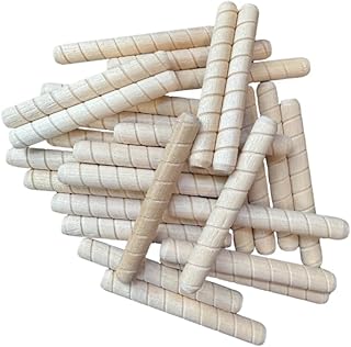 Wooden Dowel Pins, Spiral Grooved, Natural Unfinished, 3/8 x 3 Inch, for Woodworking, Furniture, Crafts (100)