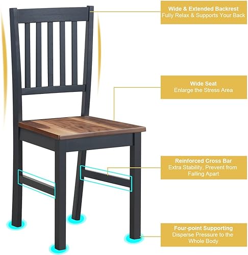 Miniatura 4 de ZHYH - Juego de mesa de comedor de mediados de siglo de 5 piezas, 4 sillas con patas de madera, muebles de cocina