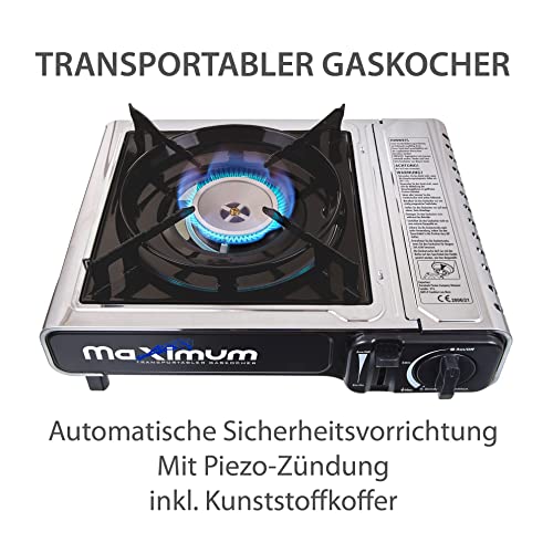 Foto von MaXimum Premium Edelstahl Gaskocher mit Tragekoffer + 28 MaXimum Gas Kartuschen
