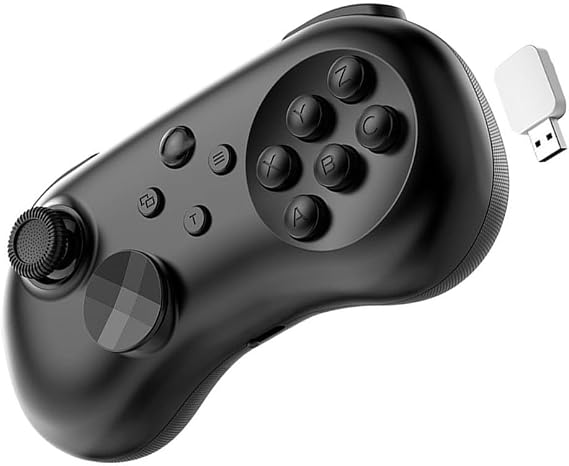 Wireless Fighting Controller 6-Button Hall Joystick (Black + Receiver)