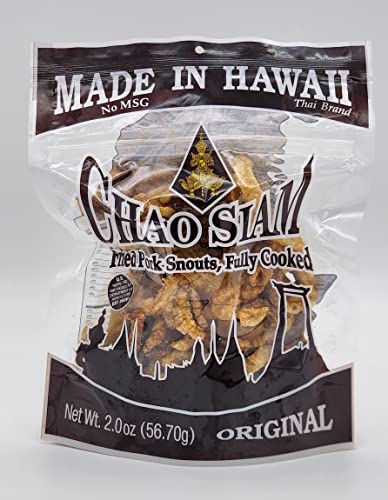 Chao Siam Premium Fried Pork Snouts - Original Flavor 2oz/56.70g (Pack of 5), NO MSG (USDA Approved), Keto Friendly, Made in Hawaii (Snouts5x2oz-Original) : Ship in 7-10 Business days