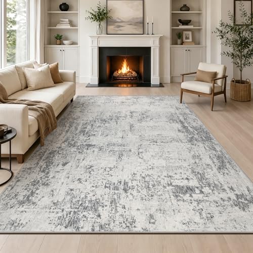 Tapis salon 160x230cm gris abstrait lavable et antidérapant Capslpad - 2