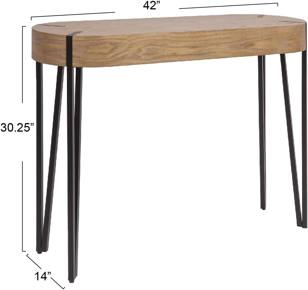 Creative Co-Op Astoria Wood Console Table with Metal Hairpin Legs, Natural and Black