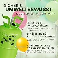 Helium Gasflasche + 100 Luftballons ÖKO-TEST "SEHR GUT" • garantierte 420l Ballongas ✓ für ca. 50 Ballons ✓ MADE IN EU ✓ Helium Balloon Gas • praktisches Füllsystem für Party, Hochzeit, Geburtstag – Ansicht 5