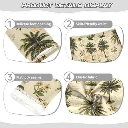 Girls' Athletic Leggings Ankle Length Yoga Dance Pants Kids Teen 4T Palm Trees Flowers3