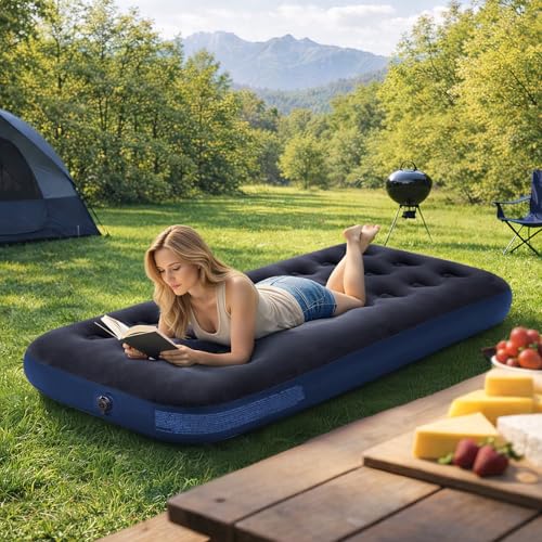Matelas gonflable de camping simple MSYU compact avec oreiller intégré et pompe