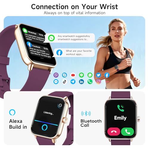 Image of Smart Watch for Women,1.85 inch AMOLED Touchscreen for Android & iPhone Alexa Built-in Bluetooth Calls,Fitness Watch 110+ Sport Modes Heart Rate /Sp02 /Sleep /Calories Monitor IP68 Waterproof