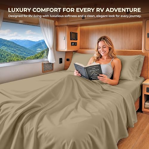Image of SGI bedding 100% Egyptian Cotton Sheets RV King Size - 600 Thread Count Sheets Set, Soft, Cooling, 15 inch Deep Pocket, Luxury Hotel Bedding, Breathable, Durable - Taupe