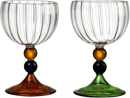 Miniatura 12 de Juego de copas de vino creativas de grano vertical, copas de champán, cócteles, tazas de café, cristalería para el hogar, bar/fiesta, verde, 4