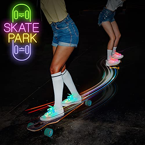 Syhood 2 Pairs 4 Pieces Led Light Up Shoelaces In 3 Modes Flashing Shoestrings For Night Party, Running (White) #TOP3