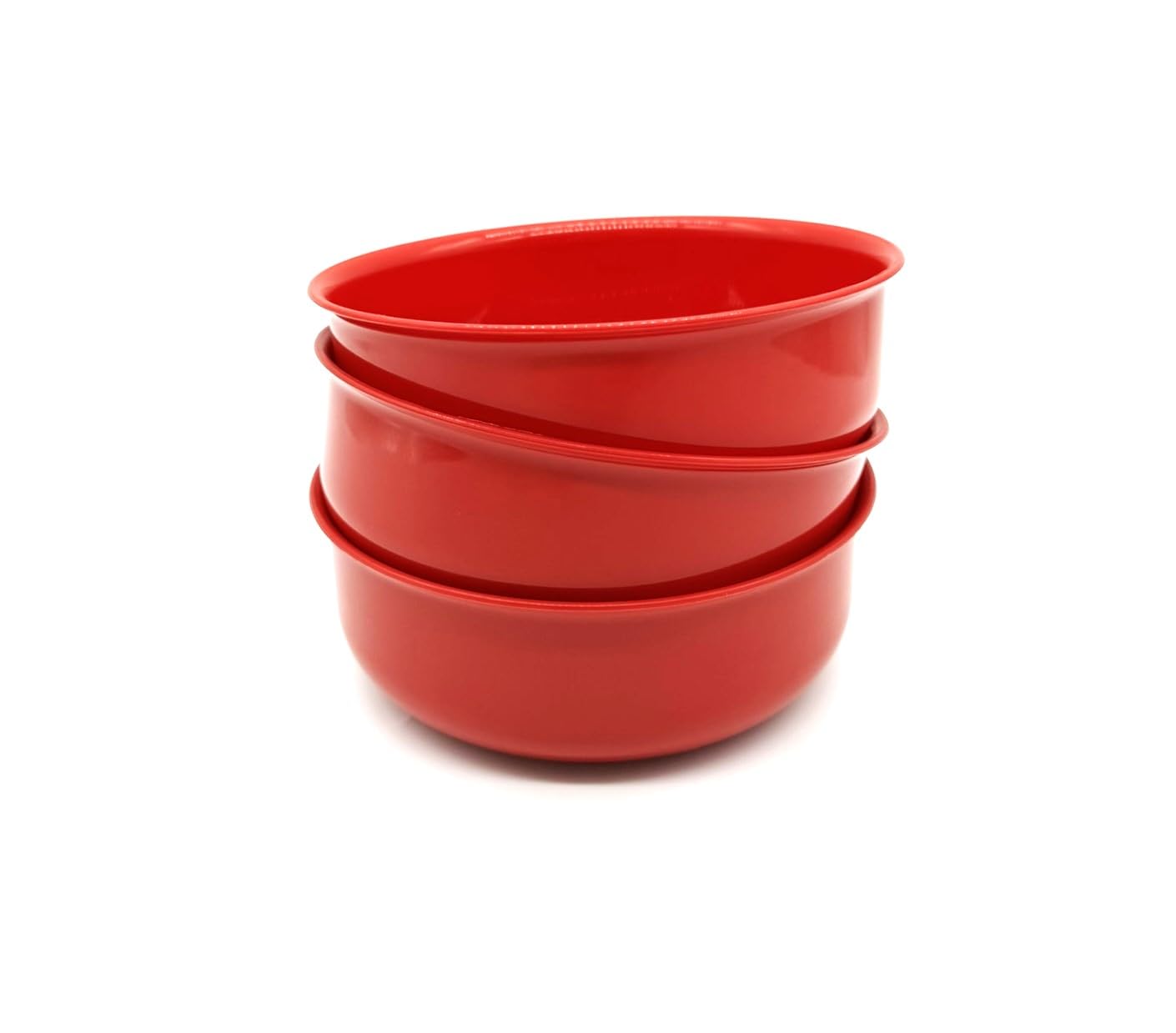 Kimmel 3 Stück Schüssel Schale Bowl 750 ml Müslischale Suppenteller Suppenschüssel Salatschüssel, Kunststoffschüssel, aus Kunststoff, Mehrweggeschirr, Farbe rot (Packung mit 6)