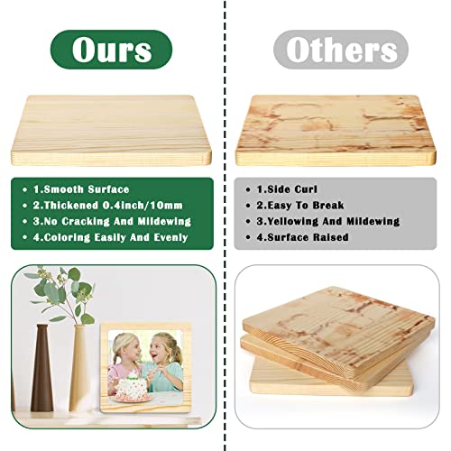 10 Pack Wood Placemats, 6 Inch Unfinished Blank Wood Discs Square Wood Boards For Crafts, Diy Wood Coasters, Painting, Laser Engraving, Wood Burning, Door Design #TOP2