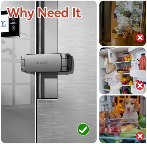 Mom's Choice 골드 어워드 수상작 - EUDEMON 1팩 최신 프렌치 냉장고 잠금 프렌치 도어 냉장고/냉동고 잠금 장치 최대 90mm(3.54인치)까지 적용, 어린이 및 아기를 위한 두 개의 도어 갭 거리, 쉬운 설치(블랙) — 사진 2
