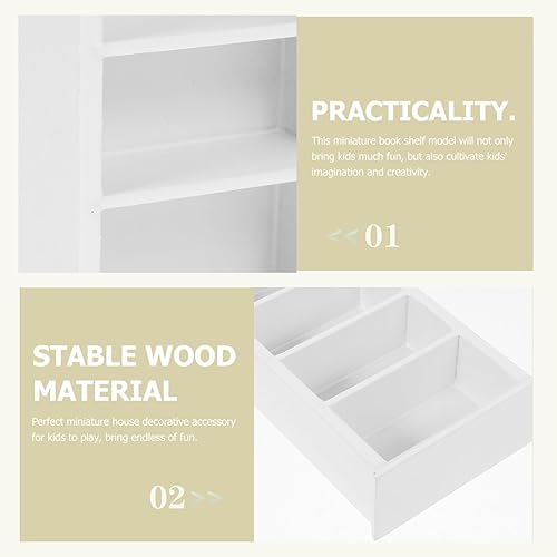 Miniatura 6 de Toyvian Mini estantería para casa de muñecas, estantería en miniatura de 4 capas, mini cajón de casa, muebles de casa de muñecas de madera, caja de