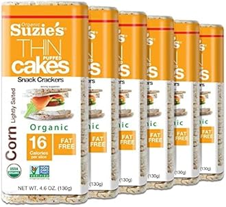 Organic Lightly Salted Corn Cake Thins|6 Pack|USDA Organic, NON-GMO, Fat-Free, Sugar-Free, Gluten-Free|Low-Calorie Snack-17 Calories Per Slice|Bread & Cracker Replacement