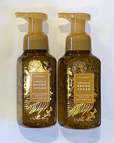 Bath and Body Works 2 Pack Apples & Brown Sugar Gentle Foaming Hand Soap 8.75 Oz. Travel Size Body Cream 1 Oz.