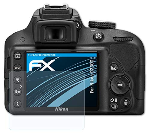 atFoliX Screen Protection Film compatible with Nikon D3300 Screen Protector, ultra-clear FX Protective Film (3X)
