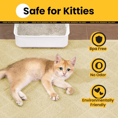 Image of Conlun Cat Litter Mat Litter Trapping Mat, Premium Durable PVC Grid Mesh with Scatter Control, Non-Slip, Less Waste Cat Litter Box Mat, Soft on Kitty's Paws, Urine Waterproof, 24 inch x 17 inch Beige