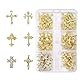 60 Pcs Kreuz Nagel Charms für Nagelkunst, 3D Metall Kristall Kreuz Nagel Dekorationen, Legierung Nagel Nieten und Strasssteine für Frauen Mädchen DIY Schmuck Handwerk Zubehör (Gold)