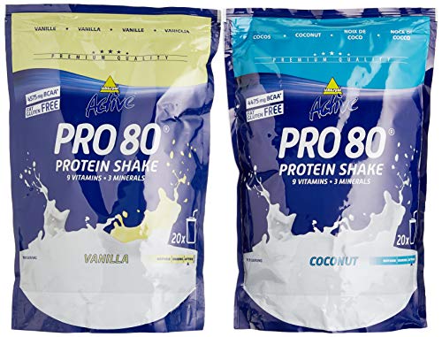 Inkospor Active Proteinshake Pro 80 Beutel 2er Mix Pack (2 x 500 g) Vanille/Cocos, 1er Pack (1 x 1 kg)