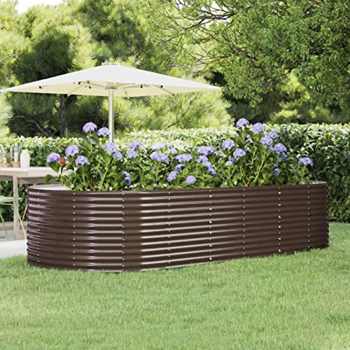Gecheer Jardinera Elevada Maceta Metal ardinera Rectangular Macetas Exterior Macetas Rectangular Arriate de Altura de Exterior Balcón Terraza marrón 291x140x68 cm