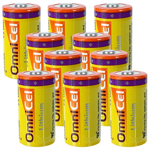 10x OmniCel ER26500 3.6V 8.5Ah Size C Standard Lithium High Energy Battery For Smart card instrument, water meter, electricity meter, gas meter, heat meter, Automatic Meter Reading system, Signal lamp