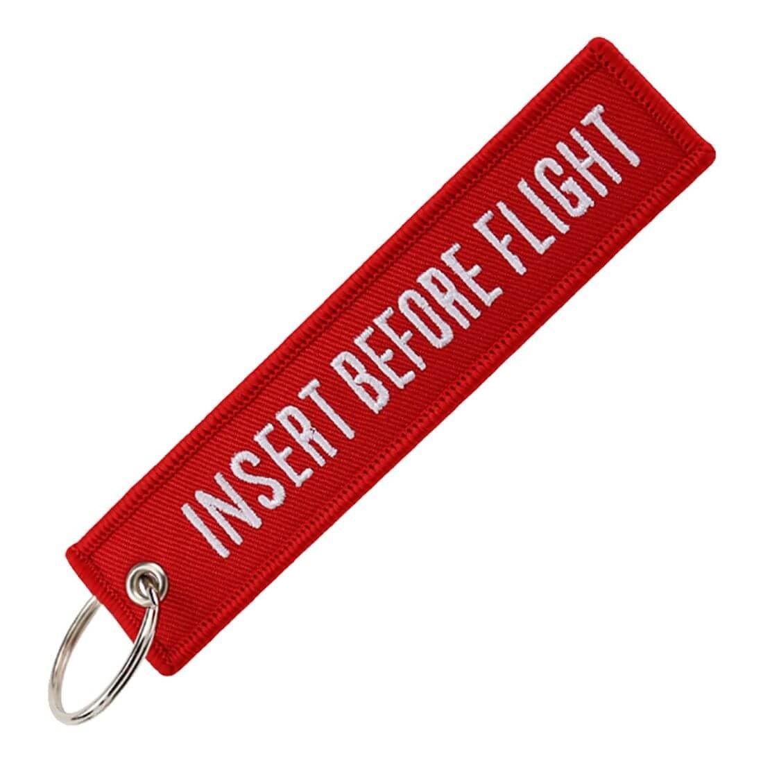 CLJ – Key Ring – PNC Aux Porte – Insert Before Flight – Red and White – Aviation Safety – Emergency, Red, One size
