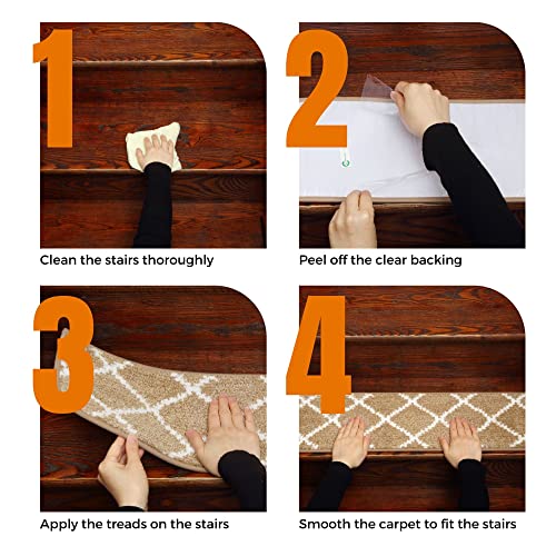 Mbigm 8"X30" Carpet Stair Treads For Wooden Steps (15 Pack) - Non-Slip Safety Rug With Soft Plush Comfort - Skid Resistant Indoor Runner For Kids, Elders, And Pets - Reusable Adhesive - Dark Grey #TOP2