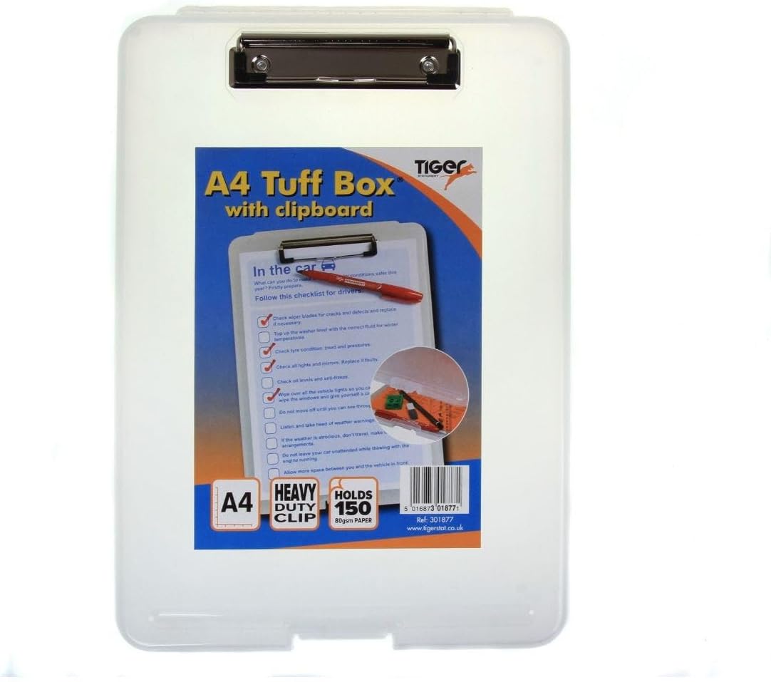 Tiger 301877 Tuff Box with Clipboard, White